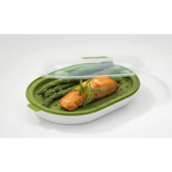 GoodCook BPA-Free Plastic Microwave Vegetable And Fish Steamer, Green,Green