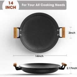 Imarku Non Stick Frying Pan, 14 Inch Large Cast Iron Skillets, Cooking Paella Pan With Stay Cool Handle, Nonstick Grill Pan Compatible With Cooktops