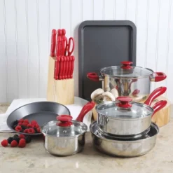 MegaChef 22 Piece Cookware Combo Set In Red -Cookware Store GUEST 8c55bc82 34e2 49dc b088 53c254cd2858