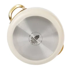 Bloomhouse 6 Quart Heavy Duty Aluminum Premium PFA Free Ceramic Nonstick Dutch Oven Pot With Lid - Linen White With Gold Handle