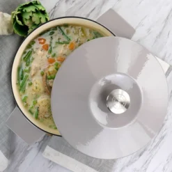 Gibson Enameled Cast Iron 5 Quart Embossed Stripe Dutch Oven With Lid In Warm Grey 14 Gibson Enameled Cast Iron 5 Quart Embossed Stripe Dutch Oven With Lid In Warm Grey -Cookware Store GUEST 8e7d5282 feaf 4a85 a69f dc73f0481592