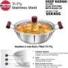 Hawkins 4L Tri Ply Stainless Steel Induction Compatible Deep Fry Pan Kadhai With Glass Lid: Hand Wash, Gas & Induction Safe