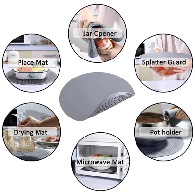 Itopfox Silicone Microwave Mat Set Of 2, Heat Resistant Multifunctional Splatter Guard, Trivet, Hot Pad, Pot Holder For Kitchen Use 4 Itopfox Silicone Microwave Mat Set Of 2, Heat Resistant Multifunctional Splatter Guard, Trivet, Hot Pad, Pot Holder For Kitchen Use - Image 2