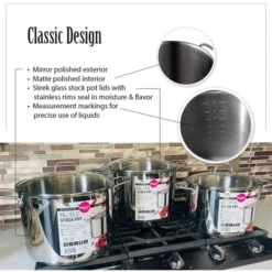 Gourmet Edge Stock Pot Stainless Steel Cooking Pot With Lid, Silver -Cookware Store GUEST 9037be81 c27d 48c9 97da f29ffa6a2291