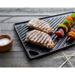 "Attop Double-Sided Cast Iron Grill - 9.5×16.75 Inch Pre-Seasoned Non-Stick Surface, Suitable For Multiple Scenarios "