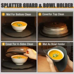 Itopfox Microwave Food Cover And Mat, Large Vented Collapsible Splatter Guard Dish Plate Lid & Silicone Round Kitchen Mat, 4 In 1 -Cookware Store GUEST 916f016b 6d76 47e7 b3c3 5cd163d0c8c1