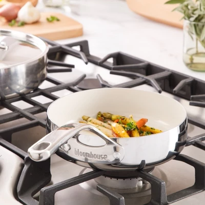 Bloomhouse 8 Inch Triply Stainless Steel Fry Pan W/ Non-Stick Non-Toxic Pro Ceramic Interior Frying Pan 4 Bloomhouse 8 Inch Triply Stainless Steel Fry Pan W/ Non-Stick Non-Toxic Pro Ceramic Interior Frying Pan - Image 2