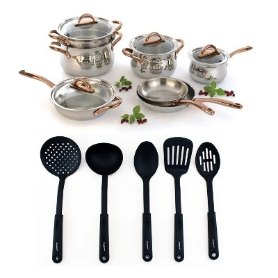 BergHOFF Ouro Gold 16Pc 18/10 Stainless Steel Cookware Set With Glass Lids 15 BergHOFF Ouro Gold 16Pc 18/10 Stainless Steel Cookware Set With Glass Lids - Image 13
