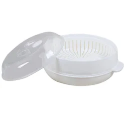 Itopfox 1-Tier Microwave Steamer For Healthy Cooking, White Round Steamer With Transparent Cover For Vegetables & Shellfish, Dishwasher Safe -Cookware Store GUEST 930084b7 6a29 4017 8920 bdced936fdee