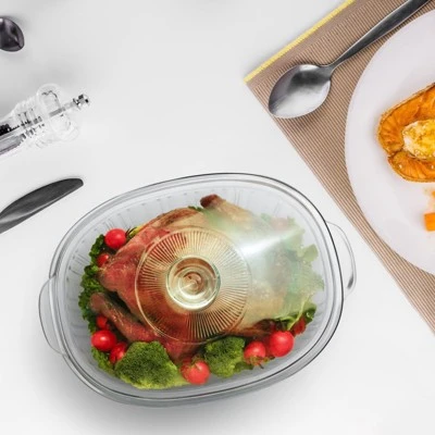 Itopfox 3Qt Glass Casserole Dish With Lid, Ribbed Oval Baking Dish For Oven & Microwave, Clear Lead-Free Covered Cookware, Deep Food Container 8 Itopfox 3Qt Glass Casserole Dish With Lid, Ribbed Oval Baking Dish For Oven & Microwave, Clear Lead-Free Covered Cookware, Deep Food Container - Image 6