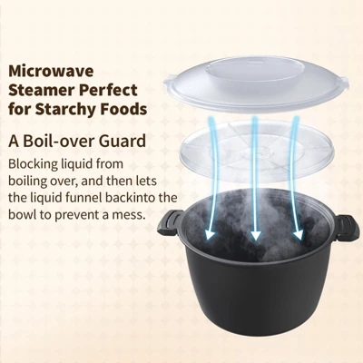 Itopfox Professional Large Microwave Cookware, Rice Cooker & Steamer For Vegetables, Safe Mixing & Serving Bowls, Food Storage Container, BPA Free 5 Itopfox Professional Large Microwave Cookware, Rice Cooker & Steamer For Vegetables, Safe Mixing & Serving Bowls, Food Storage Container, BPA Free - Image 3