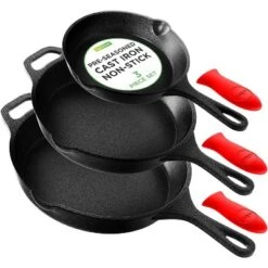 NutriChef 3-Piece Cast Iron Skillet Pan Set - Pre-Seasoned With Cool-Touch Handles - Black 15 NutriChef 3-Piece Cast Iron Skillet Pan Set - Pre-Seasoned With Cool-Touch Handles - Black -Cookware Store GUEST 938a8dc1 aa69 4da9 9b35 05b1a451025b