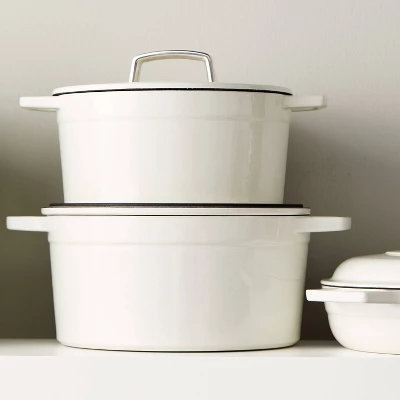 Martha Stewart 7qt Enameled Cast Iron Dutch Oven With Lid Crescent Moon: Oven-Safe, Gas & Electric Compatible, White 7 Martha Stewart 7qt Enameled Cast Iron Dutch Oven With Lid Crescent Moon: Oven-Safe, Gas & Electric Compatible, White - Image 5