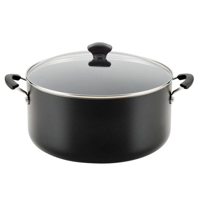 Farberware 10.5qt Aluminum Nonstick Covered Stockpot Black: Dishwasher-Safe, Electric & Gas Compatible Cooking Pot 7 Farberware 10.5qt Aluminum Nonstick Covered Stockpot Black: Dishwasher-Safe, Electric & Gas Compatible Cooking Pot - Image 5