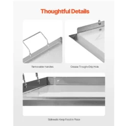 VEVOR Stainless Steel Griddle, 23x16 Inch Universal Flat Top Rectangular Plate, Gas Grill Griddle For BBQ Grill, Teppanyaki, Silver -Cookware Store GUEST 965812a2 6085 4a3e af60 f260cad04d52