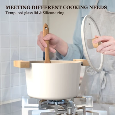 Imarku Pots And Pans Set Non Stick, 10 Pcs Granite Cookware Set, Removable Handle Pots And Pans, PFOA Free, Oven Safe Pan, Cream 7 Imarku Pots And Pans Set Non Stick, 10 Pcs Granite Cookware Set, Removable Handle Pots And Pans, PFOA Free, Oven Safe Pan, Cream - Image 5