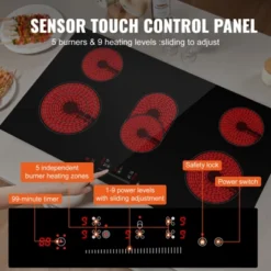 VEVOR Electric Cooktop, 36 Inch 5 Burners Built-in Electric Stove Top, 8600W Ceramic Top Radiant Cooktop With Glass Panel, Touch Control, Timer -Cookware Store GUEST 966f7307 d4c5 4b3c b658 59885ce92c6a