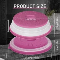 Itopfox Collapsible Microwave Splatter Cover With Vent Holes, Foldable Lid For Dishes & Bowls, Multi-Use Kitchen Splatter Guard & Colander (Purple)