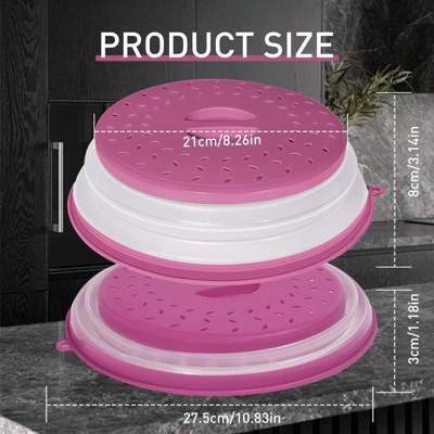 Itopfox Collapsible Microwave Splatter Cover With Vent Holes, Foldable Lid For Dishes & Bowls, Multi-Use Kitchen Splatter Guard & Colander (Purple) 3 Itopfox Collapsible Microwave Splatter Cover With Vent Holes, Foldable Lid For Dishes & Bowls, Multi-Use Kitchen Splatter Guard & Colander (Purple)