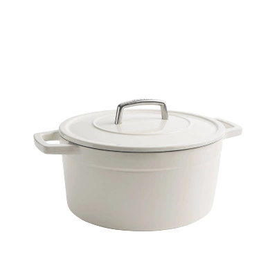 Martha Stewart 7qt Enameled Cast Iron Dutch Oven With Lid Crescent Moon: Oven-Safe, Gas & Electric Compatible, White 9 Martha Stewart 7qt Enameled Cast Iron Dutch Oven With Lid Crescent Moon: Oven-Safe, Gas & Electric Compatible, White - Image 7
