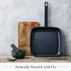 Merten & Storck 12"x10" Pre Square Grill Pan: Cast Iron, Steel Handle, Induction Compatible, Hand Wash Only