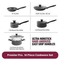 Granitestone Pro Premier Hard Anodized 10 Piece Nonstick Cookware Set