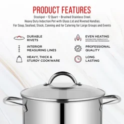 Bakken-Swiss Deluxe Stainless Steel Stockpot With Tempered Glass See-Through Lid 22 Bakken-Swiss Deluxe Stainless Steel Stockpot With Tempered Glass See-Through Lid -Cookware Store GUEST 9972d54f c547 4b32 9c41 af5e925c0c02