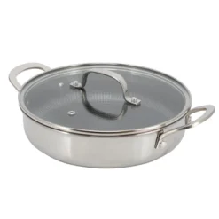Better Chef 3-Ply Stainless Steel Nonstick Deep Fry Pan With Lid In Silver