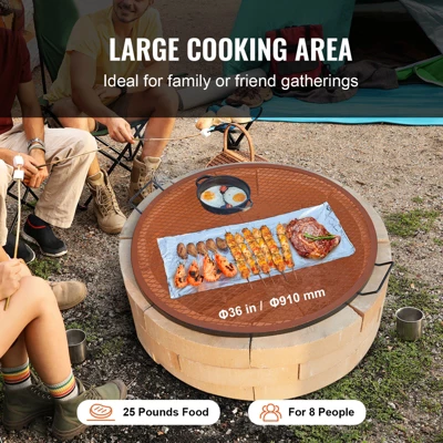 VEVOR X-Marks Fire Pit Grill Grate, Round Cooking Grate, Heavy Duty Steel Campfire BBQ Grill Grid With Handle And Support X Wire 4 VEVOR X-Marks Fire Pit Grill Grate, Round Cooking Grate, Heavy Duty Steel Campfire BBQ Grill Grid With Handle And Support X Wire - Image 2