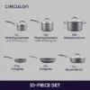 Circulon A1 Series With ScratchDefense Technology 10pc Nonstick Induction Cookware Set: Dishwasher-Safe, Tempered Glass Lids -Cookware Store GUEST 9b504471 c697 476a af53 ac7a238f8229