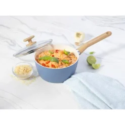 GoodCook 2qt Healthy Ceramic Sauce Pan: Blue Nonstick Sauce Pot, Dishwasher-Safe, Gas & Electric Compatible