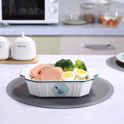 Itopfox Silicone Microwave Mat Set Of 2, Heat Resistant Multifunctional Splatter Guard, Trivet, Hot Pad, Pot Holder For Kitchen Use 5 Itopfox Silicone Microwave Mat Set Of 2, Heat Resistant Multifunctional Splatter Guard, Trivet, Hot Pad, Pot Holder For Kitchen Use - Image 3