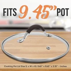 NutriChef Dutch Oven Tempered Glass Pot Lid - 9.45 Inch - Stainless Rim - Oven Safe -Cookware Store GUEST 9cec054d c343 42dc 8c83 d863b9e5c38d