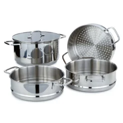 BergHOFF Helix 5Pc Recycled 18/10 Stainless Steel Steamer Set With Glass Lids -Cookware Store GUEST 9f6f965e 4fd6 49b9 a0f3 3f0f81c2252c