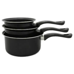 Brentwood 3-Piece Nonstick Carbon Steel Saucepan Set In Black