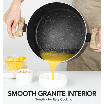 MICHELANGELO 6Quart Stock Pot With Lid, Nonstick Soup Pot With Lid, Non Stick Pot With Stay-cool Handle, Nonstick Pot For Cooking, Black Granite 4 MICHELANGELO 6Quart Stock Pot With Lid, Nonstick Soup Pot With Lid, Non Stick Pot With Stay-cool Handle, Nonstick Pot For Cooking, Black Granite - Image 2