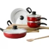 Lexi Home 8-Piece Ceramic Non-Stick Cookware Set - Red, White -Cookware Store GUEST a32e7c2f c511 4d18 b245 015bec18f23c