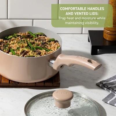 T-fal 12pc Ceramic Nonstick Cookware Set, Refresh Ceramic, Moon Grey 6 T-fal 12pc Ceramic Nonstick Cookware Set, Refresh Ceramic, Moon Grey - Image 4