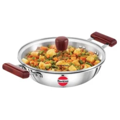 Hawkins 2.5L Tri Ply Stainless Steel Induction Compatible Deep Fry Pan Kadhai With Glass Lid: Hand Wash, Gas & Induction Safe -Cookware Store GUEST a3605a27 f8a1 4be7 bb9d bd3151f3a602