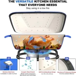 Imarku 5-Quart Enameled Cast Iron Dutch Oven Braiser Pan – Heavy-Duty, Nonstick, Oven-Safe Up To 550°F, Easy-Clean Enamel Coating