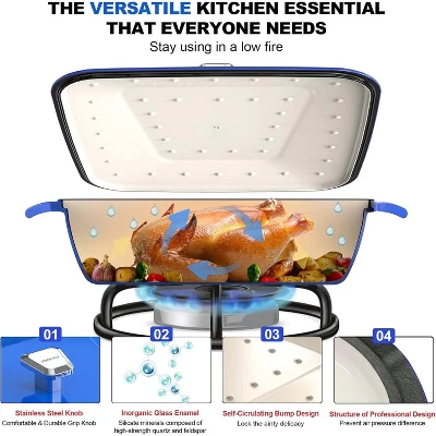 Imarku 5-Quart Enameled Cast Iron Dutch Oven Braiser Pan – Heavy-Duty, Nonstick, Oven-Safe Up To 550°F, Easy-Clean Enamel Coating 3 Imarku 5-Quart Enameled Cast Iron Dutch Oven Braiser Pan – Heavy-Duty, Nonstick, Oven-Safe Up To 550°F, Easy-Clean Enamel Coating