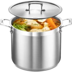 Bakken- Swiss Stockpot Brushed Stainless Steel Induction Pot With Lid And Riveted Handles -Cookware Store GUEST a41e74b7 2098 471d bfa3 c945051715fc