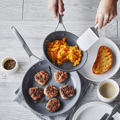 GreenPan Paris Pro Hard Anodized Healthy Ceramic Nonstick 8" And 10" Open Frying Pan Set - Gray 5 GreenPan Paris Pro Hard Anodized Healthy Ceramic Nonstick 8" And 10" Open Frying Pan Set - Gray - Image 3