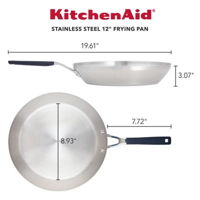 KitchenAid 12" Stainless Steel Skillet Light Silver: Induction Safe, Even-Heating, Oven-Safe, Dishwasher-Safe 3 KitchenAid 12" Stainless Steel Skillet Light Silver: Induction Safe, Even-Heating, Oven-Safe, Dishwasher-Safe