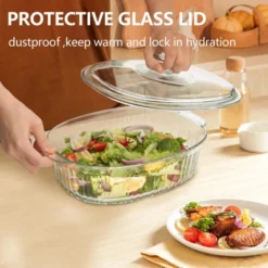 Itopfox 3Qt Glass Casserole Dish With Lid, Ribbed Oval Baking Dish For Oven & Microwave, Clear Lead-Free Covered Cookware, Deep Food Container 14 Itopfox 3Qt Glass Casserole Dish With Lid, Ribbed Oval Baking Dish For Oven & Microwave, Clear Lead-Free Covered Cookware, Deep Food Container -Cookware Store GUEST a56e2c96 4458 4642 be92 dc0bde92912c