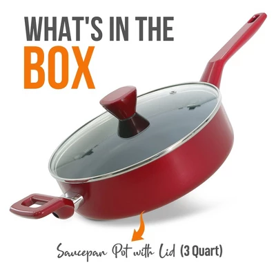 NutriChef Saucepan Pot With Lid - Non-stick High-Qualified Kitchen Cookware With See-Through Tempered Glass Lids, 3 QT 8 NutriChef Saucepan Pot With Lid - Non-stick High-Qualified Kitchen Cookware With See-Through Tempered Glass Lids, 3 QT - Image 6