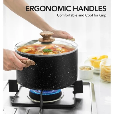 MICHELANGELO 6Quart Stock Pot With Lid, Nonstick Soup Pot With Lid, Non Stick Pot With Stay-cool Handle, Nonstick Pot For Cooking, Black Granite 7 MICHELANGELO 6Quart Stock Pot With Lid, Nonstick Soup Pot With Lid, Non Stick Pot With Stay-cool Handle, Nonstick Pot For Cooking, Black Granite - Image 5