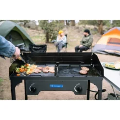 Stansport Pre-Seasoned Cast Iron Griddle With Lid Lifting Hole - 15" Surface -Cookware Store GUEST a60e6c0d 5f1e 4726 852c 7848e79b66ff