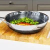 Livwell Brands Diamond Clad 12" Hybrid Nonstick Stainless Steel Wok Pan: Tri Ply, Oven & Dishwasher Safe, Stay-Cool Handle