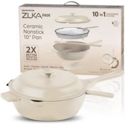Granitestone Zuka Everyday Pan 10" Nonstick Multi-Functional Saute Pan With Lid, Nylon Spoon And Steamer Basket -Cookware Store GUEST a704343a c5d3 41c9 acf4 f673edaadc12